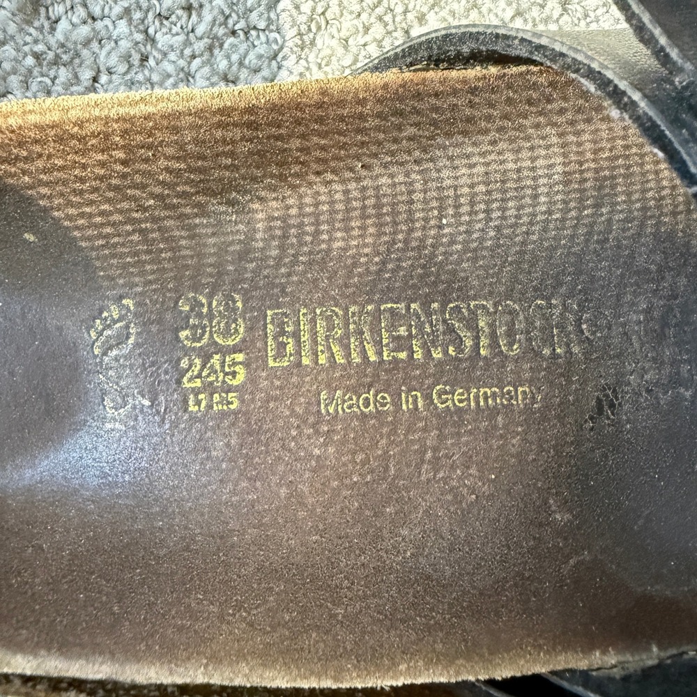 Birkenstock Ibiza Black Leather Double Strap‎ Cork Footbed Sandals 38 Comfy - Picture 4 of 10